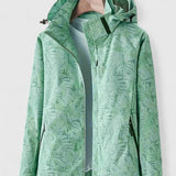 Women's Lightweight Summer Jacket with Removable Hood - Green