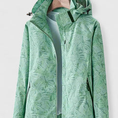 Women's Lightweight Summer Jacket with Removable Hood - Green