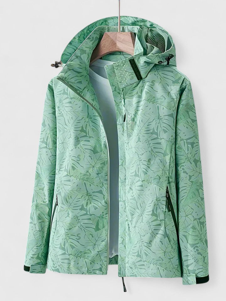 Women's Lightweight Summer Jacket with Removable Hood - Green