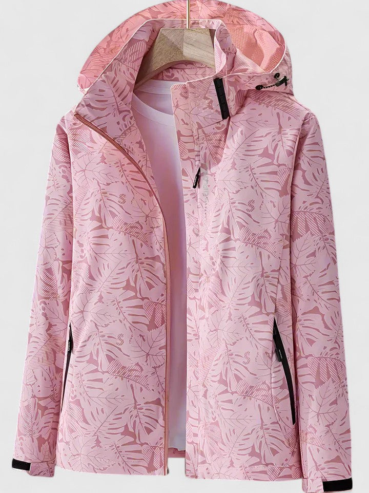 Women's Lightweight Summer Jacket with Removable Hood - Pink