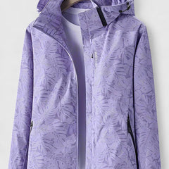 Women's Lightweight Summer Jacket with Removable Hood - Purple