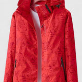 Women's Lightweight Summer Jacket with Removable Hood - Red