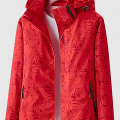 Women's Lightweight Summer Jacket with Removable Hood - Red