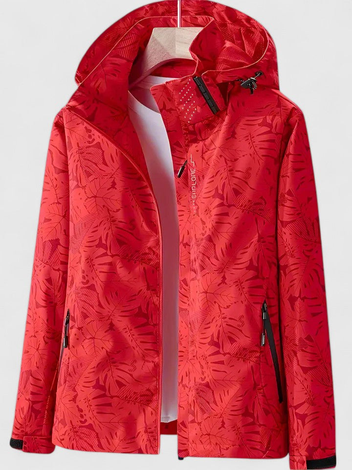 Women's Lightweight Summer Jacket with Removable Hood - Red