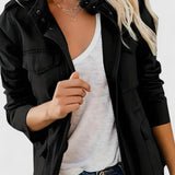Women's Lightweight Utility Jacket Drawstring Waist | Spring - Black