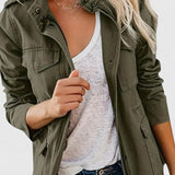Women's Lightweight Utility Jacket Drawstring Waist | Spring - Green