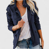 Women's Lightweight Utility Jacket Drawstring Waist | Spring - Navy