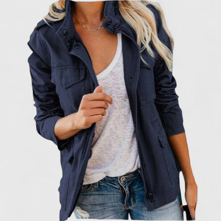 Women's Lightweight Utility Jacket Drawstring Waist | Spring - Navy