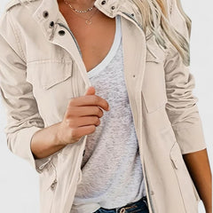 Women's Lightweight Utility Jacket Drawstring Waist | Spring - Off White