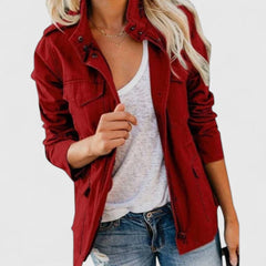 Women's Lightweight Utility Jacket Drawstring Waist | Spring - Red