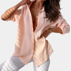Women's Linen Blouse | Button-Up | Summer - Pink