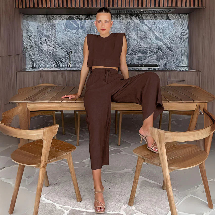 Women's Linen Comfort Set - Relaxed Fit | Summer - Brown
