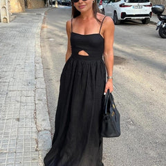 Women's Linen Maxi Dress | Cut-Out Detail | Summer