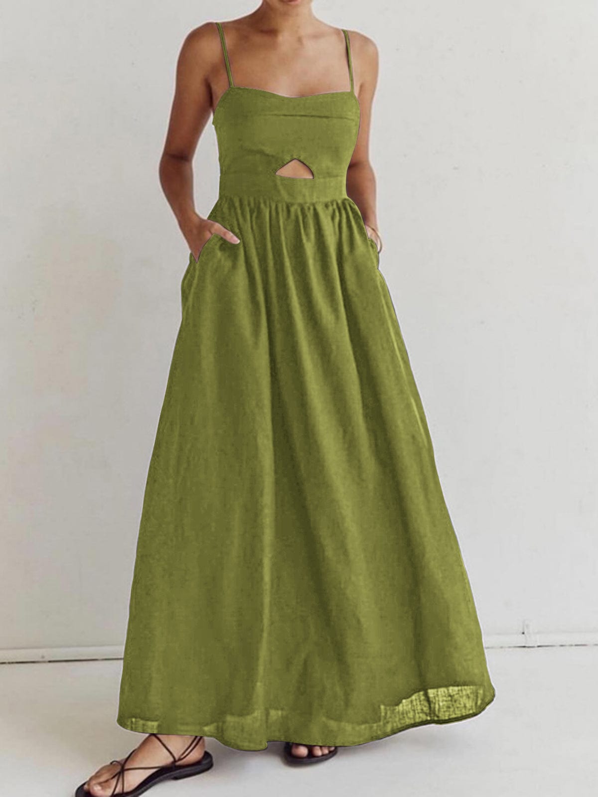Women's Linen Maxi Dress | Cut-Out Detail | Summer