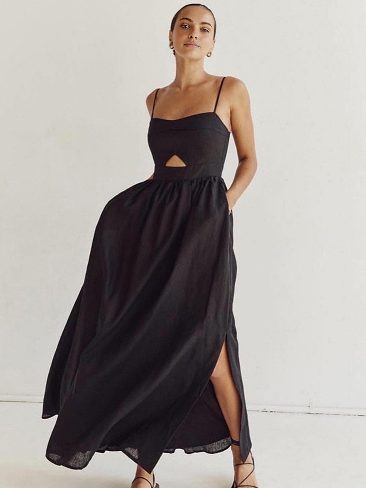 Women's Linen Maxi Dress | Cut-Out Detail | Summer
