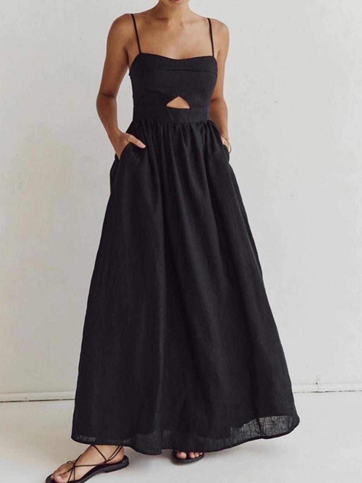 Women's Linen Maxi Dress | Cut-Out Detail | Summer