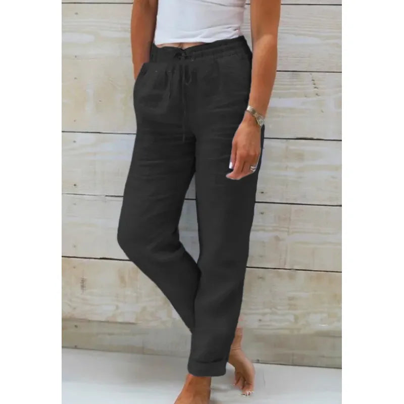 Women's Linen Pants - Emma Lightweight Trousers | Spring - Black