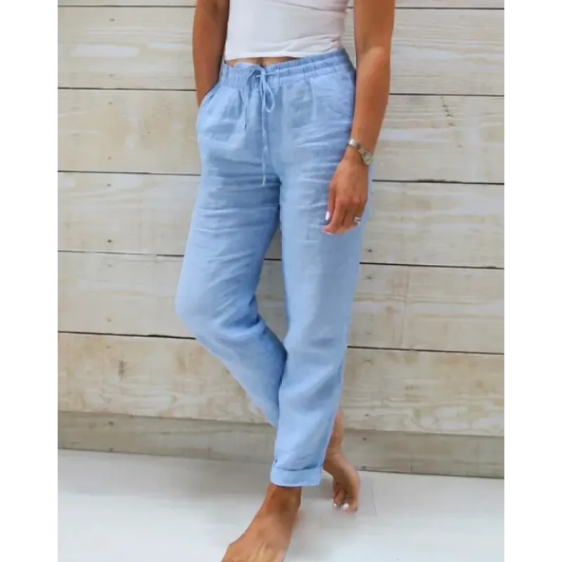 Women's Linen Pants - Emma Lightweight Trousers | Spring - Blue
