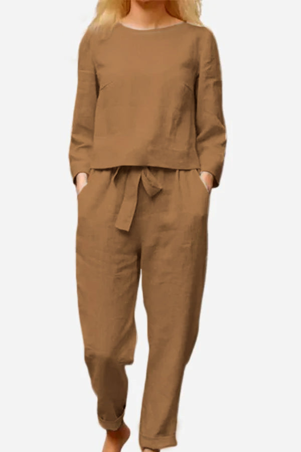 Women's Linen Set | Casual | Spring - Khaki