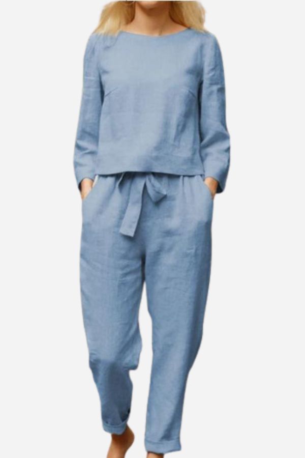 Women's Linen Set | Casual | Spring - Light Blue