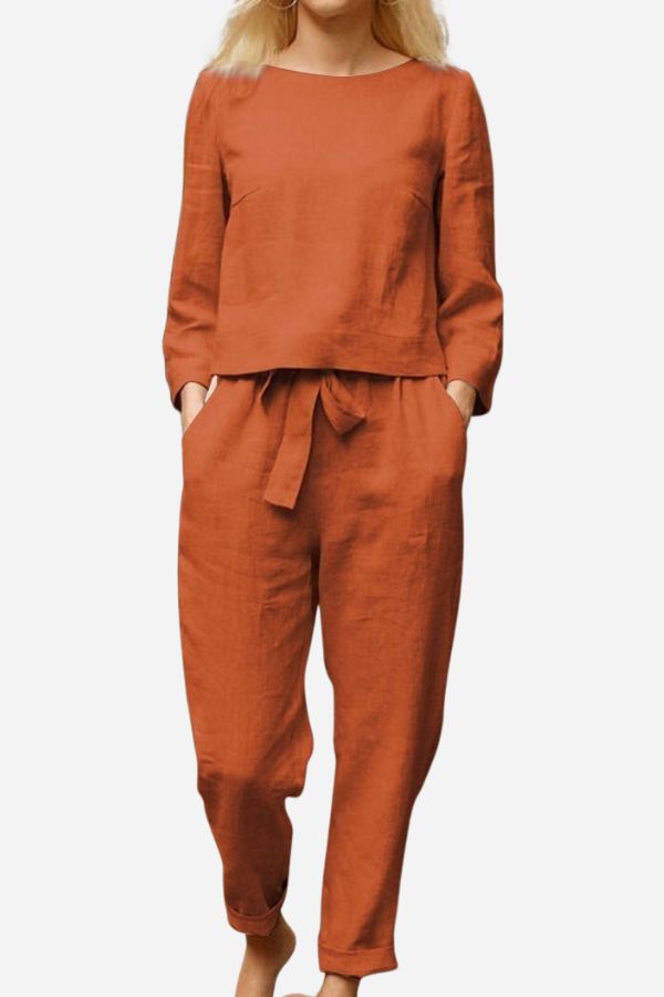 Women's Linen Set | Casual | Spring - Red