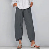 Women's Linen Summer Pants - Lightweight Relaxed Fit - Grey