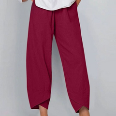 Women's Linen Summer Pants - Lightweight Relaxed Fit - Red