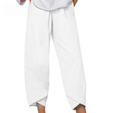 Women's Linen Summer Pants - Lightweight Relaxed Fit - White