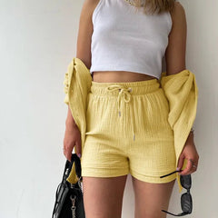 Women's Linen Summer Set | Relaxed | Summer - Yellow