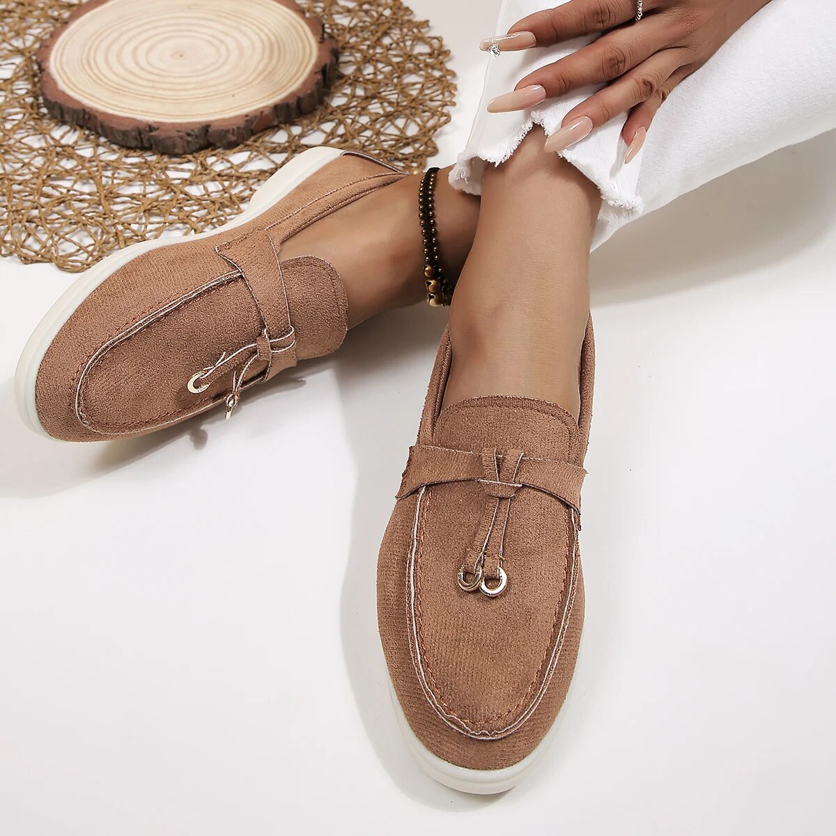 Women's Loafers | Comfortable | Slip-On | Multi-Color | Autumn - Cognac