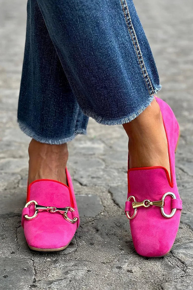 Women's Loafers | Elegant Metal Detail | Summer - Pink