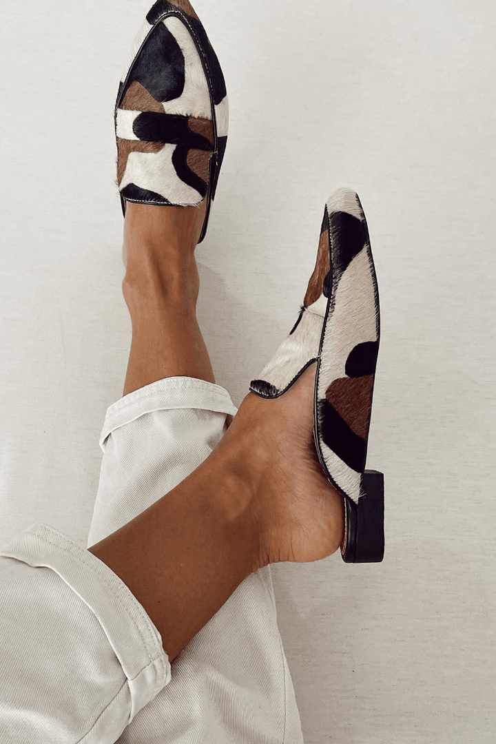 Women's Loafers | Patterned Slip-On | Summer - Black And White