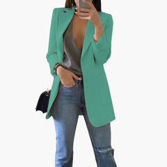 Women's Long Blazer | Revers Collar | Winter - Light Blue