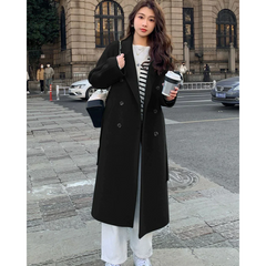 Women's Long Coat | Double-Breasted | Winter - Black