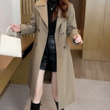 Women's Long Coat | Double-Breasted | Winter - Khaki