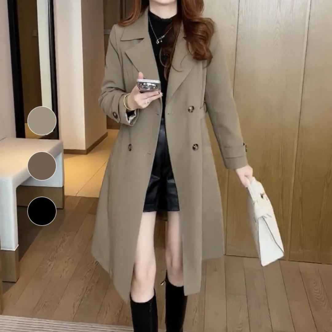 Women's Long Coat | Double-Breasted | Winter