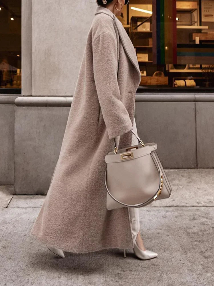Women's Long Coat | Lapel Collar | Button | Winter