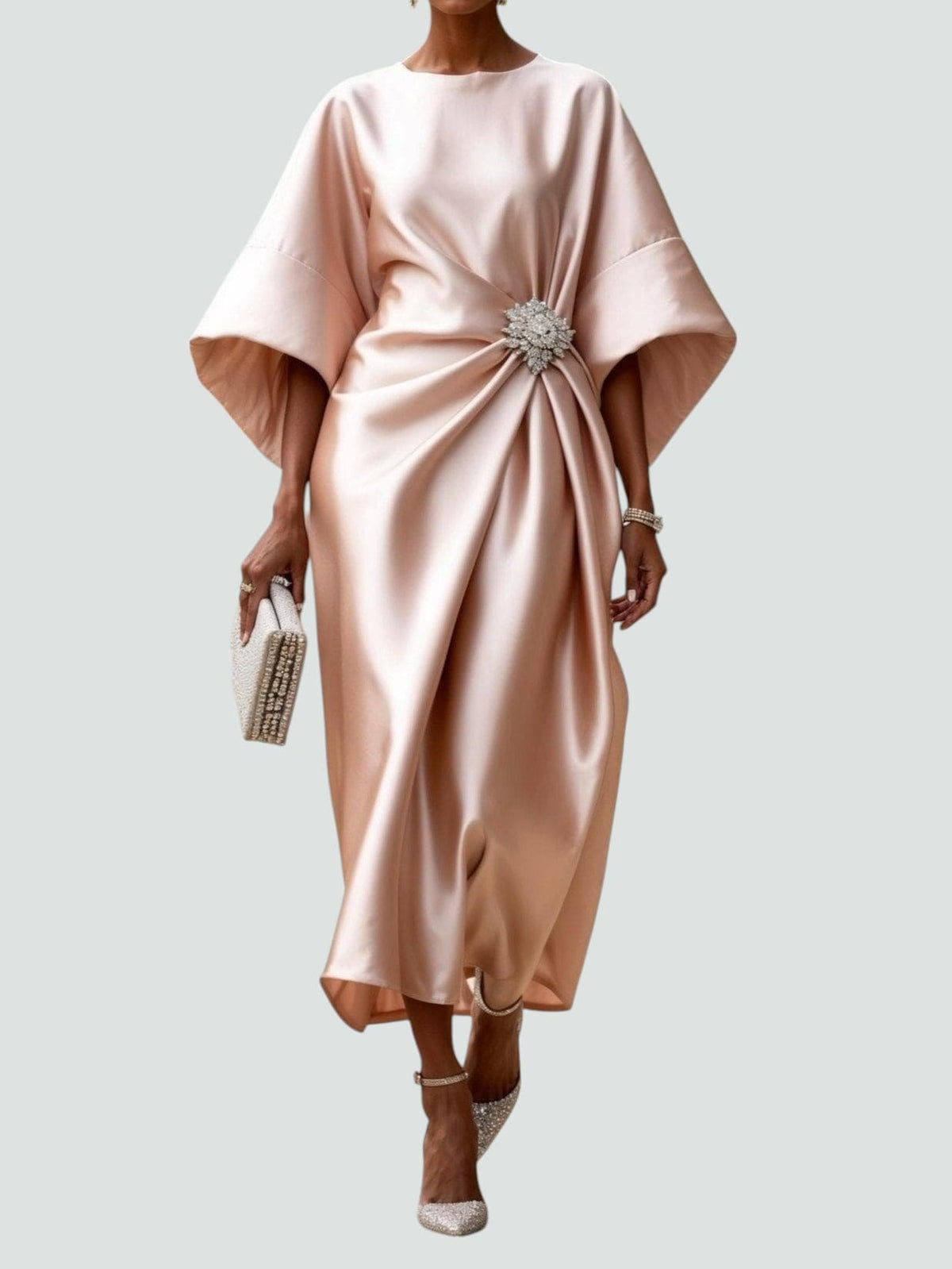 Women's Long Elegant Dress - Timeless Formal Gown | Autumn - Beige