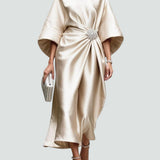 Women's Long Elegant Dress - Timeless Formal Gown | Autumn - Khaki