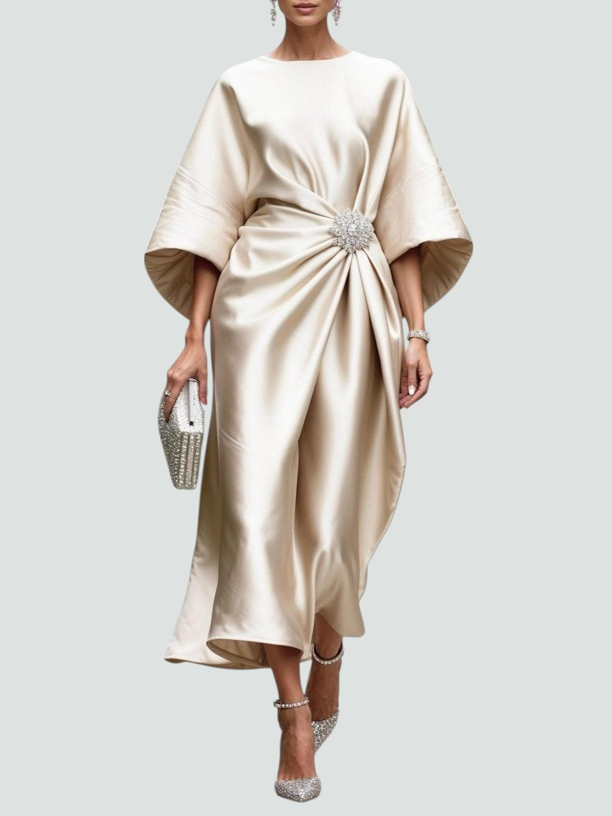 Women's Long Elegant Dress - Timeless Formal Gown | Autumn - Khaki