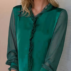 Women's Long Sleeve Ruffle Blouse - Elegant Summer Style