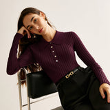 Women's Long Sleeve Top | Fitted | Elegant | Summer - Burgundy