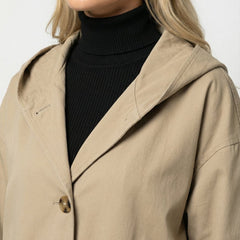 Women's Long Waterproof Hooded Trench Coat - Classic Knee-Length