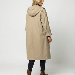 Women's Long Waterproof Hooded Trench Coat - Classic Knee-Length