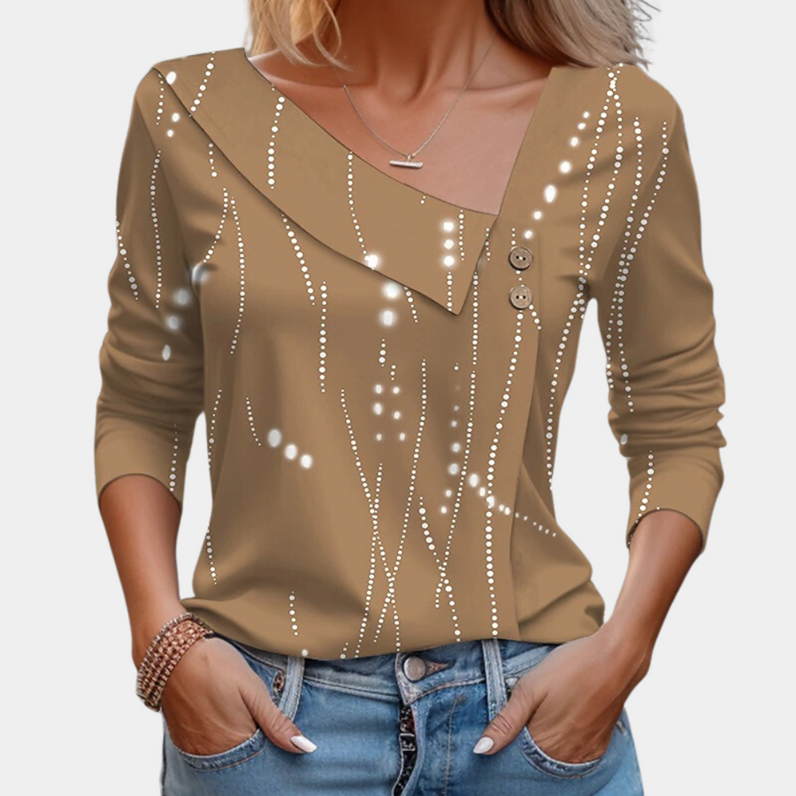 Women's Longsleeve Top | Embellished | Casual | Fall - Brown
