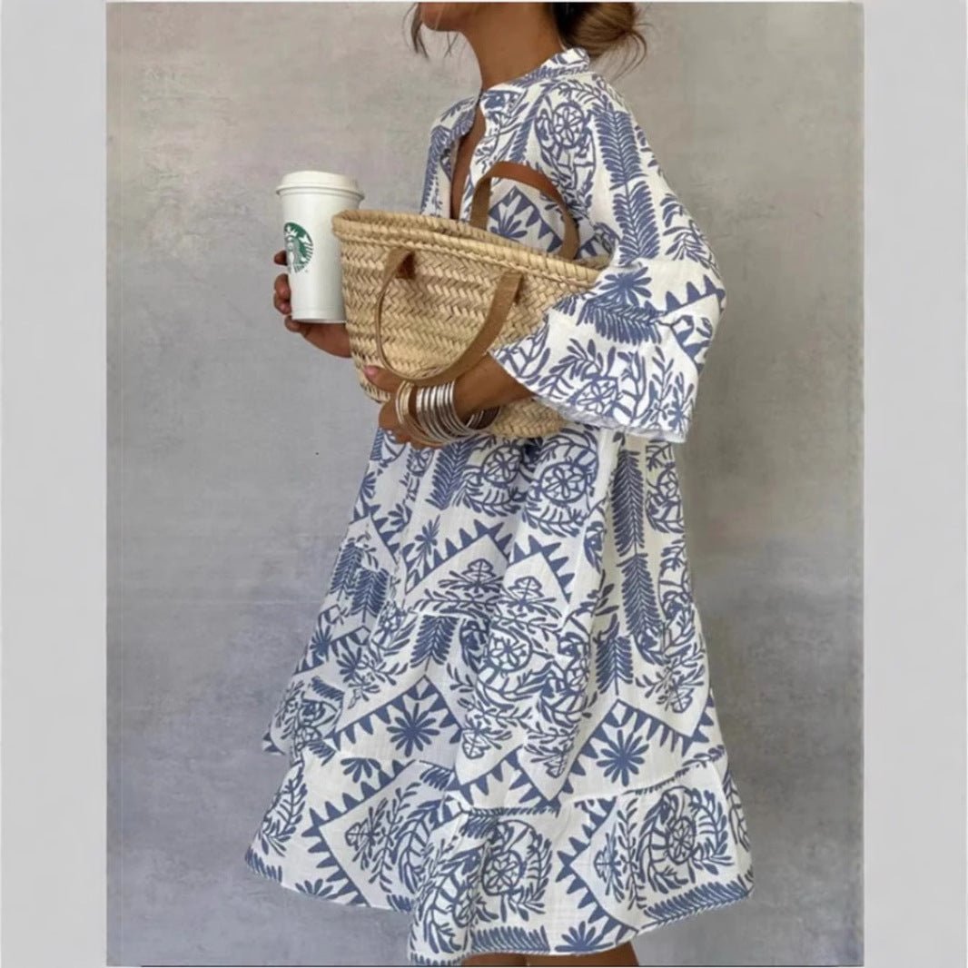 Women's Loose-Fit Floral Print Tiered Tunic Dress | Spring