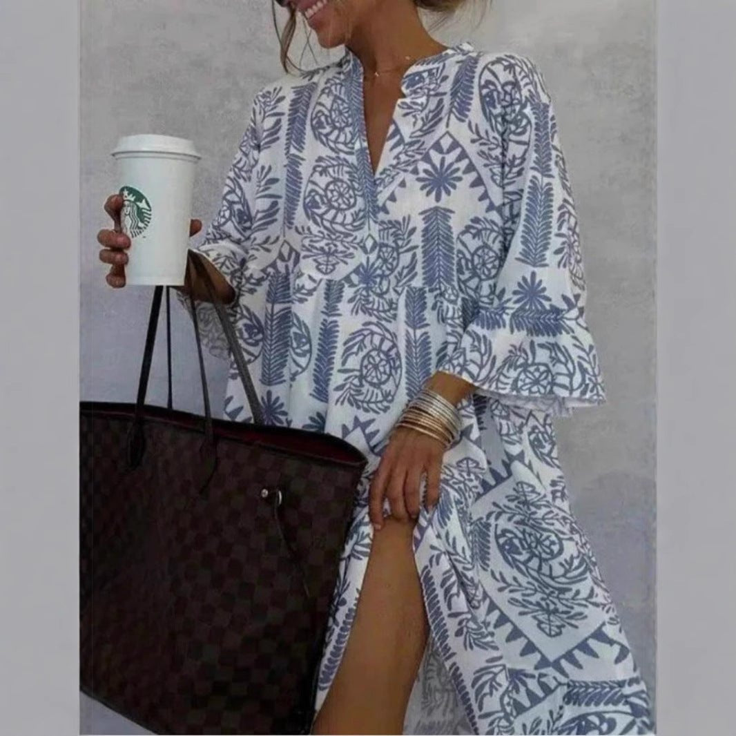 Women's Loose-Fit Floral Print Tiered Tunic Dress | Spring