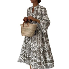 Women's Loose-Fit Floral Print Tiered Tunic Dress | Spring