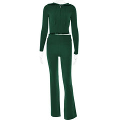 Women's Lounge Set | Hoodie & Flared Pants | Soft | Autumn - Green