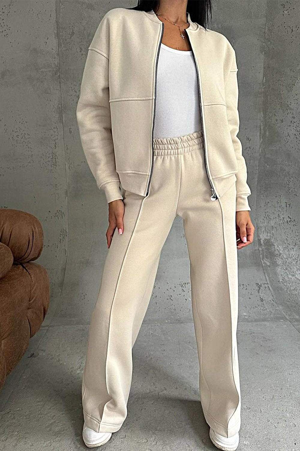 Women's Lounge Set | Oversized | Zip-Up | Autumn - Apricot